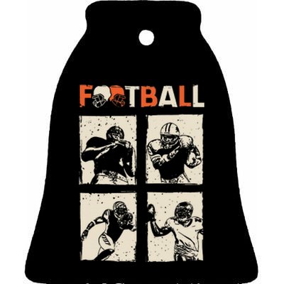 American Football Ceramic Bell Ornament