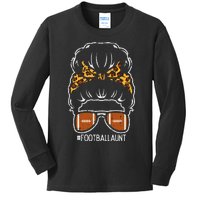 American Football Aunt Leopard Bun Family Aunty Auntie Kids Long Sleeve Shirt