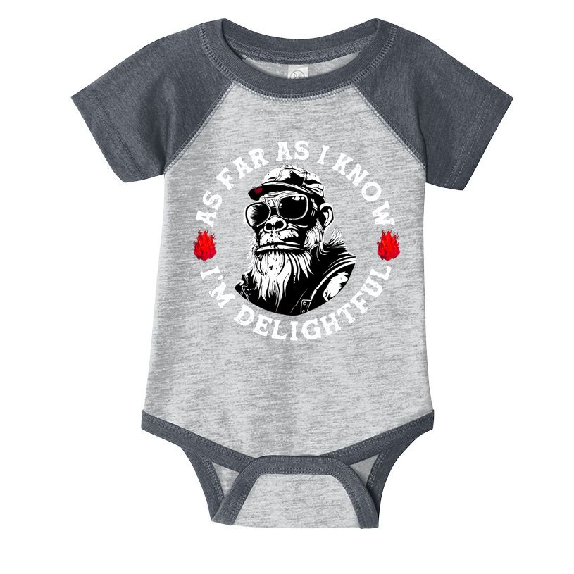 As Far As I Know I'M Delightful Monkey Saying Quote Infant Baby Jersey Bodysuit