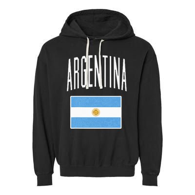 Argentina Flag Argentine Football Soccer Fan Garment-Dyed Fleece Hoodie