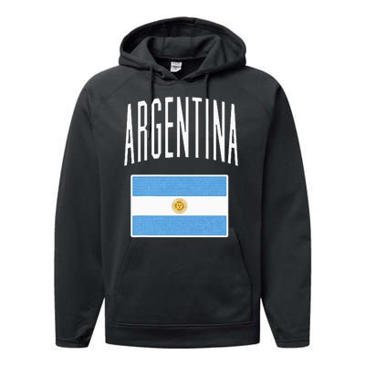 Argentina Flag Argentine Football Soccer Fan Performance Fleece Hoodie