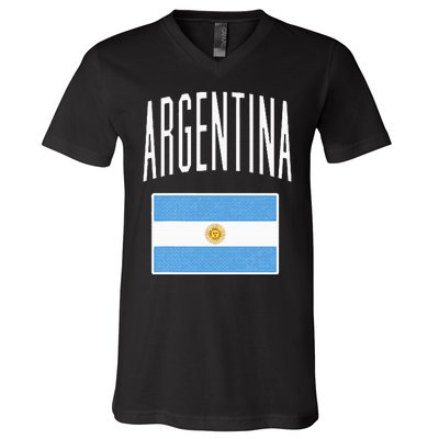 Argentina Flag Argentine Football Soccer Fan V-Neck T-Shirt