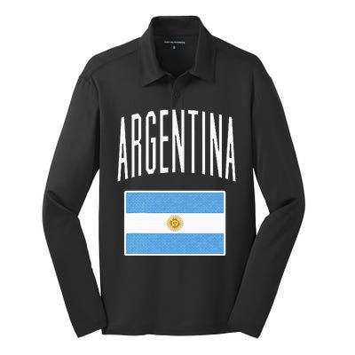 Argentina Flag Argentine Football Soccer Fan Silk Touch Performance Long Sleeve Polo