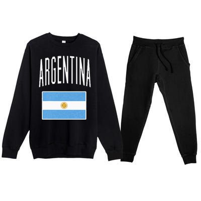 Argentina Flag Argentine Football Soccer Fan Premium Crewneck Sweatsuit Set