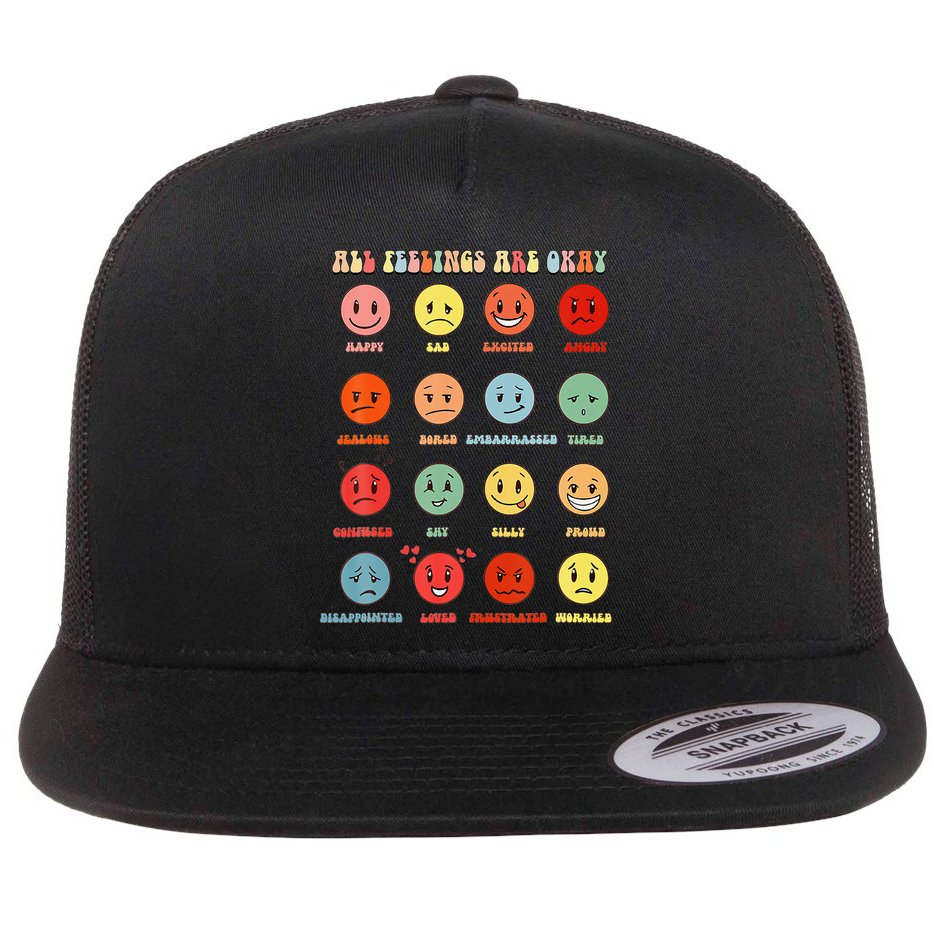 All Feeling Are Okay Mental Health Matters Flat Bill Trucker Hat