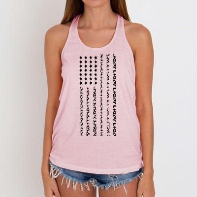 American Flag America Usa Cow Gift Women's Knotted Racerback Tank