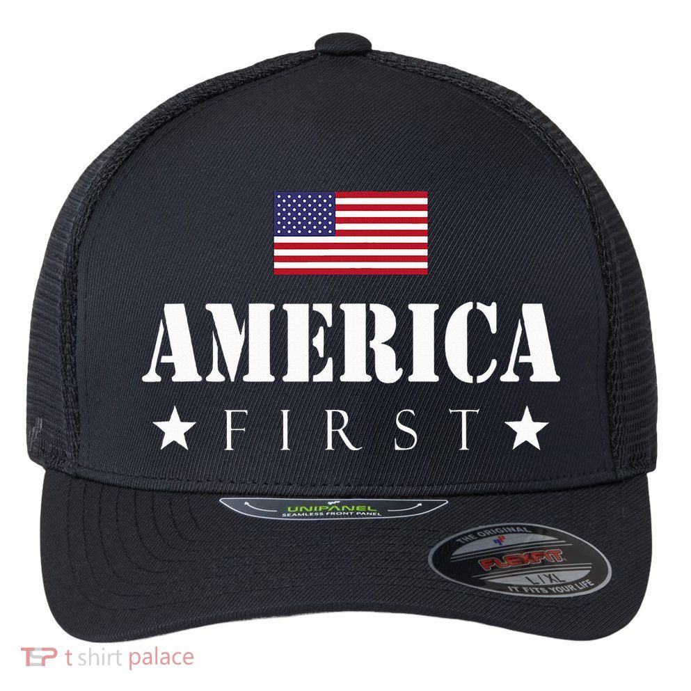 America First Americafirst Flexfit Unipanel Trucker Cap