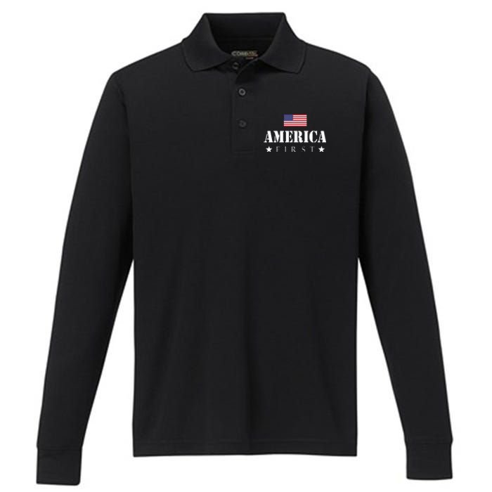 America First Americafirst Performance Long Sleeve Polo