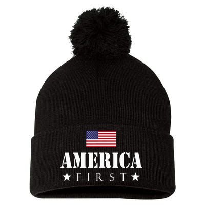 America First Americafirst Pom Pom 12in Knit Beanie