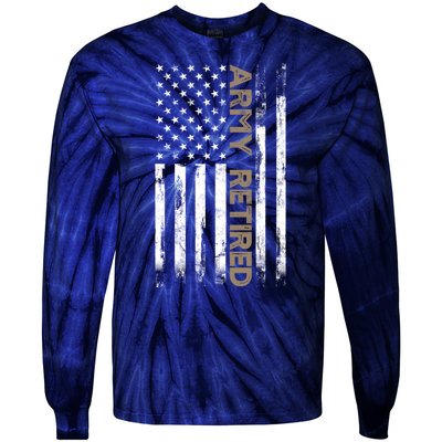 American Flag Army Retired Military Army Gift Tie-Dye Long Sleeve Shirt