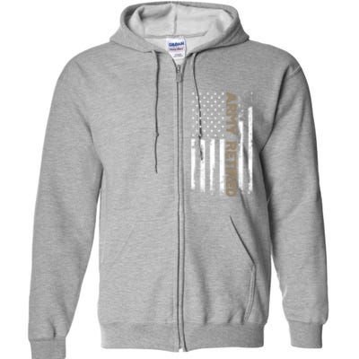 American Flag Army Retired Military Army Gift Full Zip Hoodie