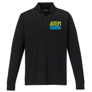 Autistic Family Autism Mama Gift Performance Long Sleeve Polo