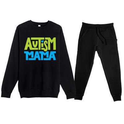 Autistic Family Autism Mama Gift Premium Crewneck Sweatsuit Set