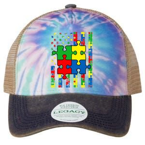 American Flag Autism Awareness Baby Boy Girl Legacy Tie Dye Trucker Hat