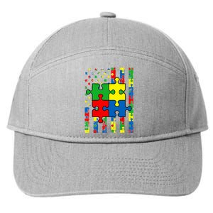 American Flag Autism Awareness Baby Boy Girl 7-Panel Snapback Hat