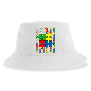 American Flag Autism Awareness Baby Boy Girl Sustainable Bucket Hat