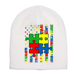 American Flag Autism Awareness Baby Boy Girl Short Acrylic Beanie