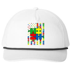 American Flag Autism Awareness Baby Boy Girl Snapback Five-Panel Rope Hat