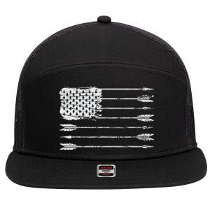 American Flag Arrow Archery Bowhunting Gifts Archer Hunter 7 Panel Mesh Trucker Snapback Hat