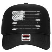 American Flag Arrow Archery Bowhunting Gifts Archer Hunter High Crown Mesh Back Trucker Hat