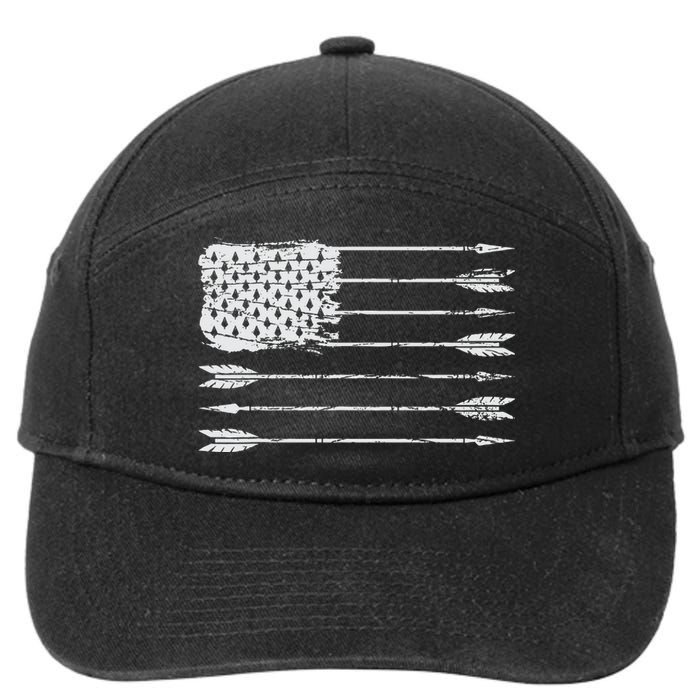 American Flag Arrow Archery Bowhunting Gifts Archer Hunter 7-Panel Snapback Hat