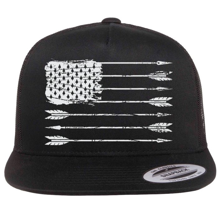 American Flag Arrow Archery Bowhunting Gifts Archer Hunter Flat Bill Trucker Hat