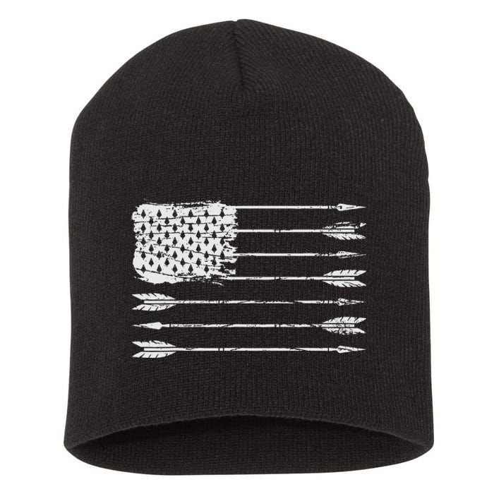 American Flag Arrow Archery Bowhunting Gifts Archer Hunter Short Acrylic Beanie