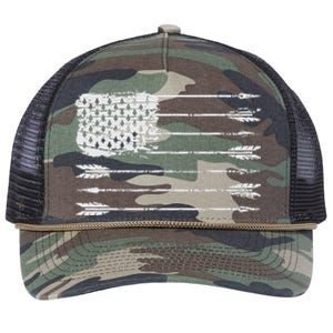 American Flag Arrow Archery Bowhunting Gifts Archer Hunter Retro Rope Trucker Hat Cap