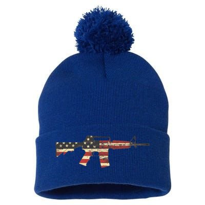 American Flag Ar15 Pom Pom 12in Knit Beanie