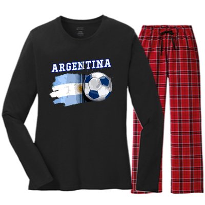 Argentinian Flag Argentina Soccer Fans Support Team Citizens Zip Hoodie Women's Long Sleeve Flannel Pajama Set 