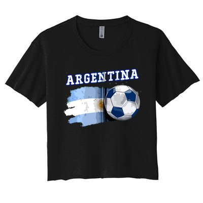 Argentinian Flag Argentina Soccer Fans Support Team Citizens Zip Hoodie Women's Crop Top Tee