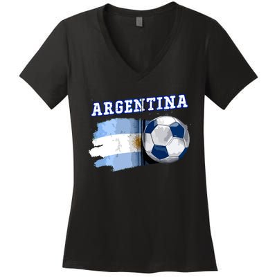 Argentinian Flag Argentina Soccer Fans Support Team Citizens Zip Hoodie Women's V-Neck T-Shirt