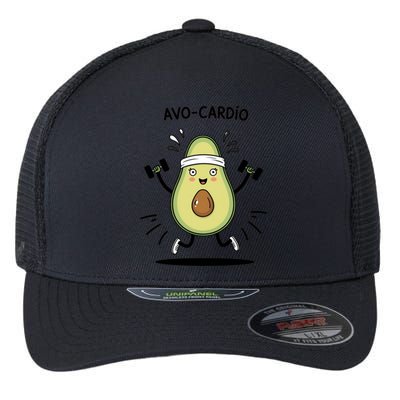 Avocardio Funny Avocado Fitness Illustration Flexfit Unipanel Trucker Cap