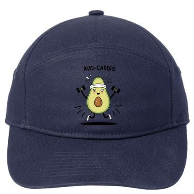 Avocardio Funny Avocado Fitness Illustration 7-Panel Snapback Hat