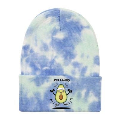 Avocardio Funny Avocado Fitness Illustration Tie Dye 12in Knit Beanie