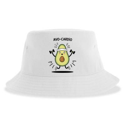 Avocardio Funny Avocado Fitness Illustration Sustainable Bucket Hat