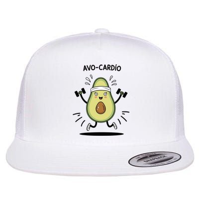 Avocardio Funny Avocado Fitness Illustration Flat Bill Trucker Hat