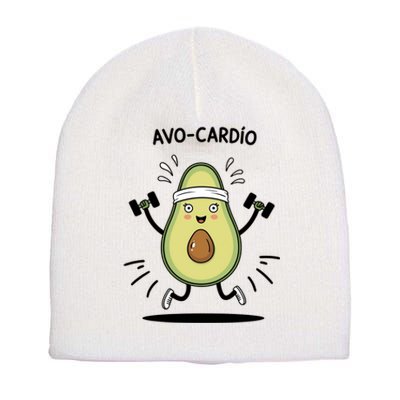 Avocardio Funny Avocado Fitness Illustration Short Acrylic Beanie