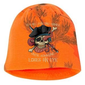 All Fun And Games Until Someone Loses An Eye Funny Pirate Kati - Camo Knit Beanie