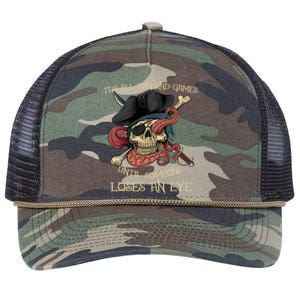 All Fun And Games Until Someone Loses An Eye Funny Pirate Retro Rope Trucker Hat Cap