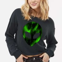 Alien Face Cropped Pullover Crew