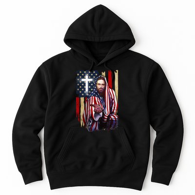 American Flag And Jesus Happy Independence Day 4th Of July Hoodie