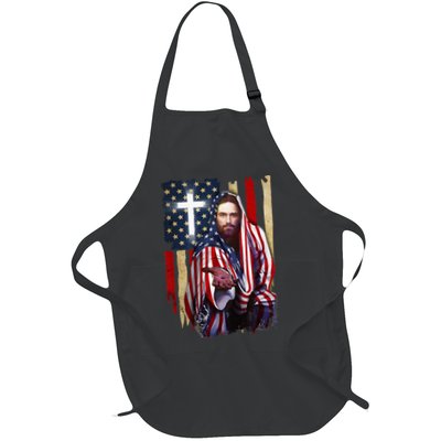 American Flag And Jesus Happy Independence Day 4th Of July Apron