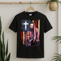 American Flag And Jesus Happy Independence Day 4th Of July T-Shirt