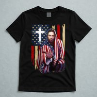 American Flag And Jesus Happy Independence Day 4th Of July T-Shirt