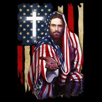American Flag And Jesus Happy Independence Day 4th Of July Tall T-Shirt