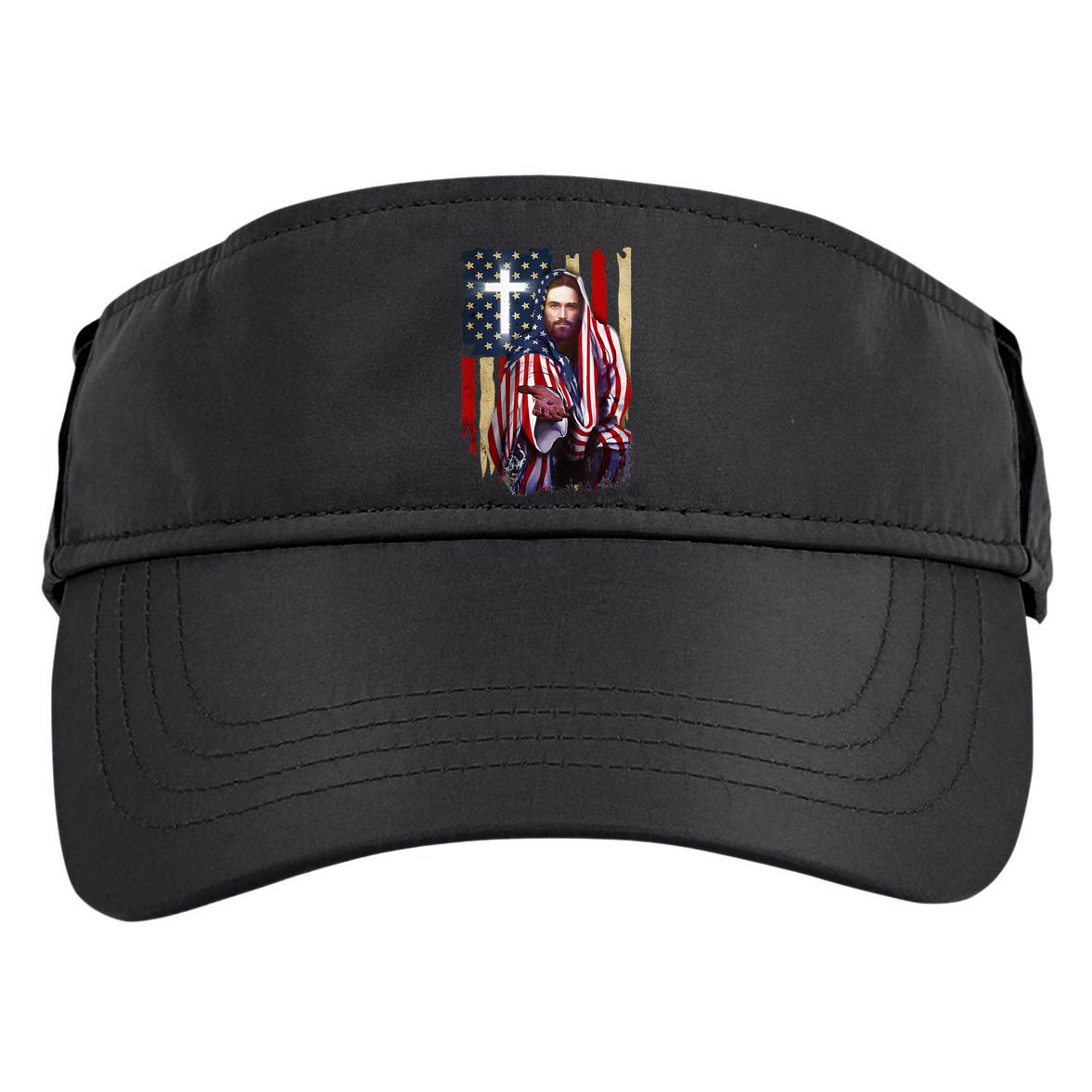 American Flag And Jesus Happy Independence Day 4th Of July Adult Drive Performance Visor