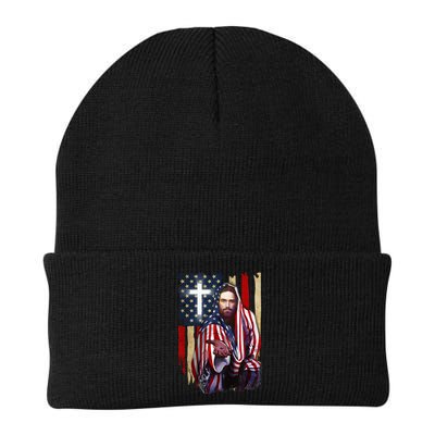 American Flag And Jesus Happy Independence Day 4th Of July Beanie