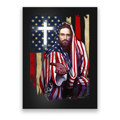 American Flag And Jesus Happy Independence Day 4th Of July Poster