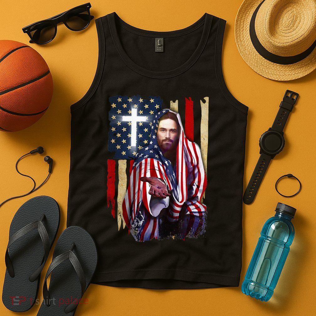 American Flag And Jesus Happy Independence Day 4th Of July Tank Top